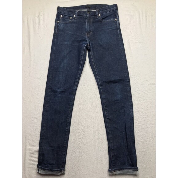 UNIQLO Selvedge Jean Men 31x32 Slim Straight Kaihara Japanese Denim Dark Wash - Picture 1 of 13